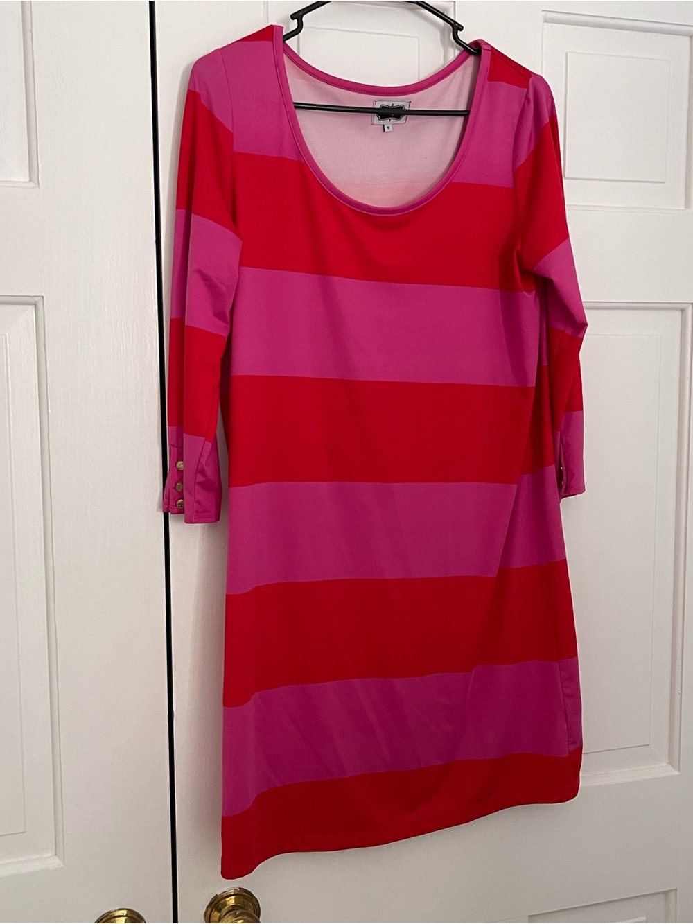 Mud Pie Bold Pink and Red Striped Scoop-Neck Dress